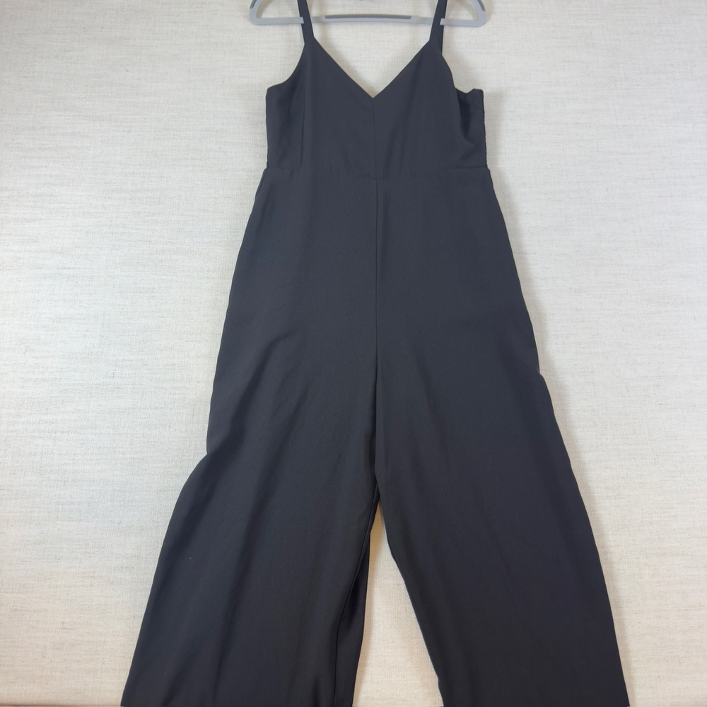 Madewell Black V-Neck Wide Leg Jumpsuit Sleeveless Spaghetti Strap One Piece 2